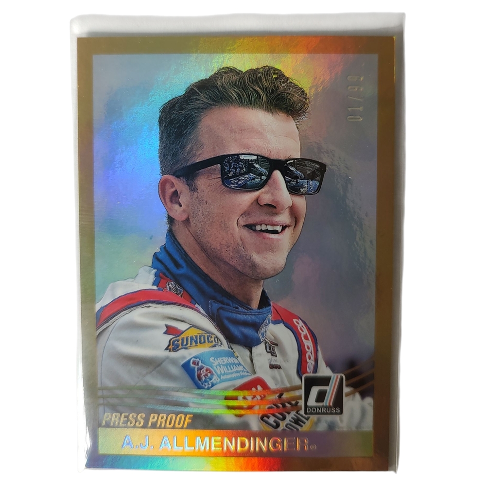 Donruss Press Proof Racing Card 2017 AJ Allmendinger NASCAR 1/99 Gold Foil 1/1
